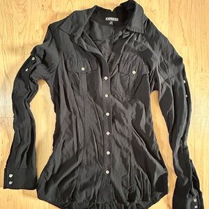Express Classic Black Long Sleeve Button up Shirt Small